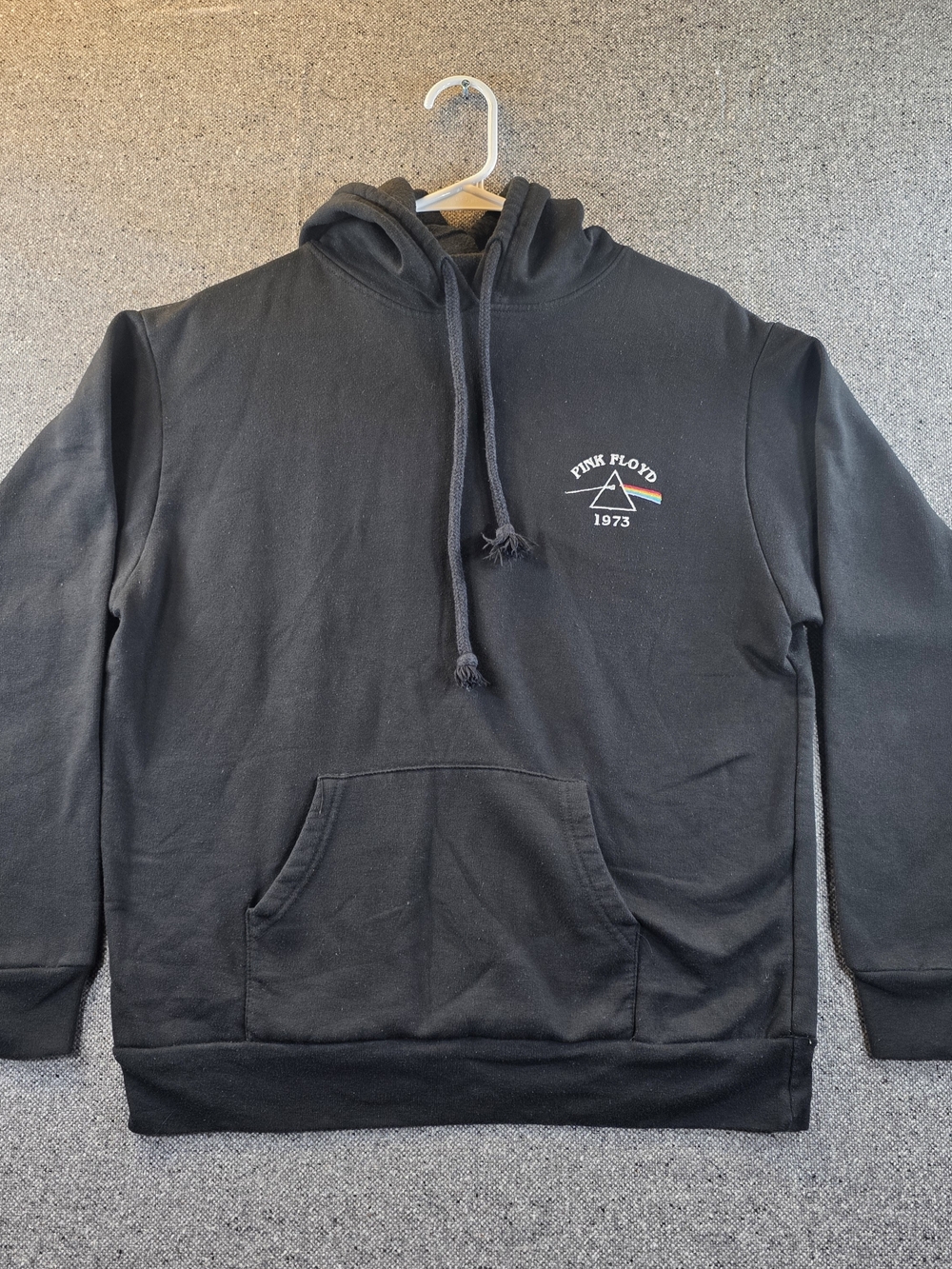 Pink Floyd Dark Side of the Moon Hoodie Men’s Small Black Embroidered 1973